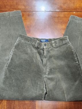 Vintage Polo by Ralph Lauren Olive Green Corduroy Men's Pants Size 32-32